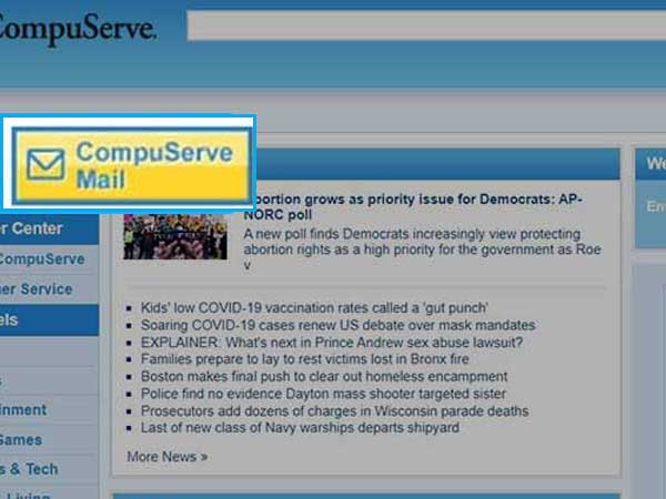 Click on the CompuServe Mail button on its websites homepage.