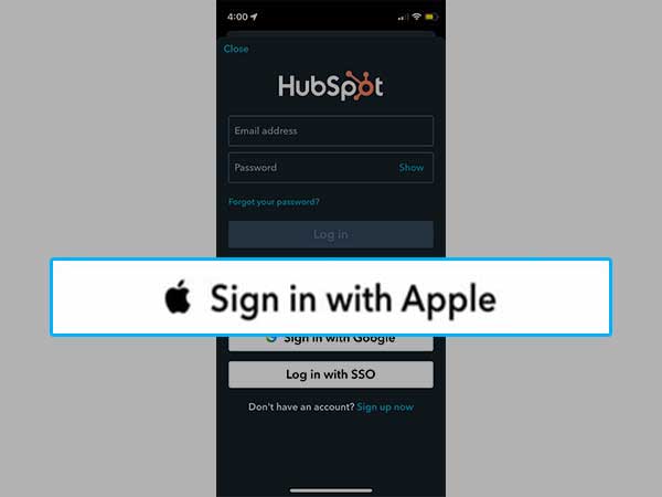 Click on Sign in with Apple