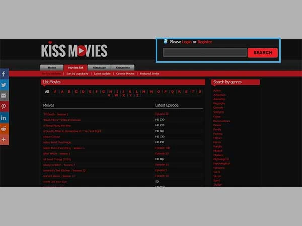 Kissmovie Search Bar